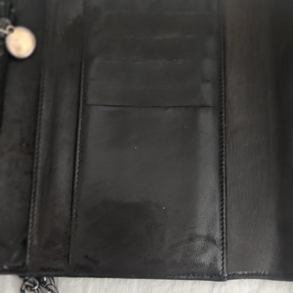 Authentic Chanel Black Lambskin Wallet On Silver Chain Vintage - Picture 2 of 10